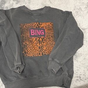 Anine Bing Black Sweatshirt with Leopard Accent